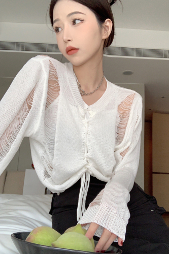 Real shooting of summer clothes ice cut-out perspective sunscreen blouse design feeling pure desire spicy girl sexy blouse woman