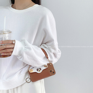 ins风卡通公仔零钱包适用opporeno14手机壳reno13斜挎挂绳findx9pro全包findx8奢华reno11新款 k12k11硅胶a5a3