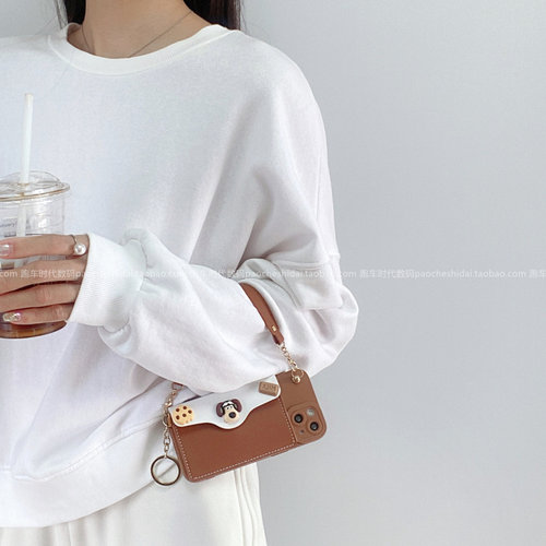 ins风卡通公仔零钱包适用opporeno14手机壳reno13斜挎挂绳findx9pro全包findx8奢华reno11新款k12k11硅胶a5a3