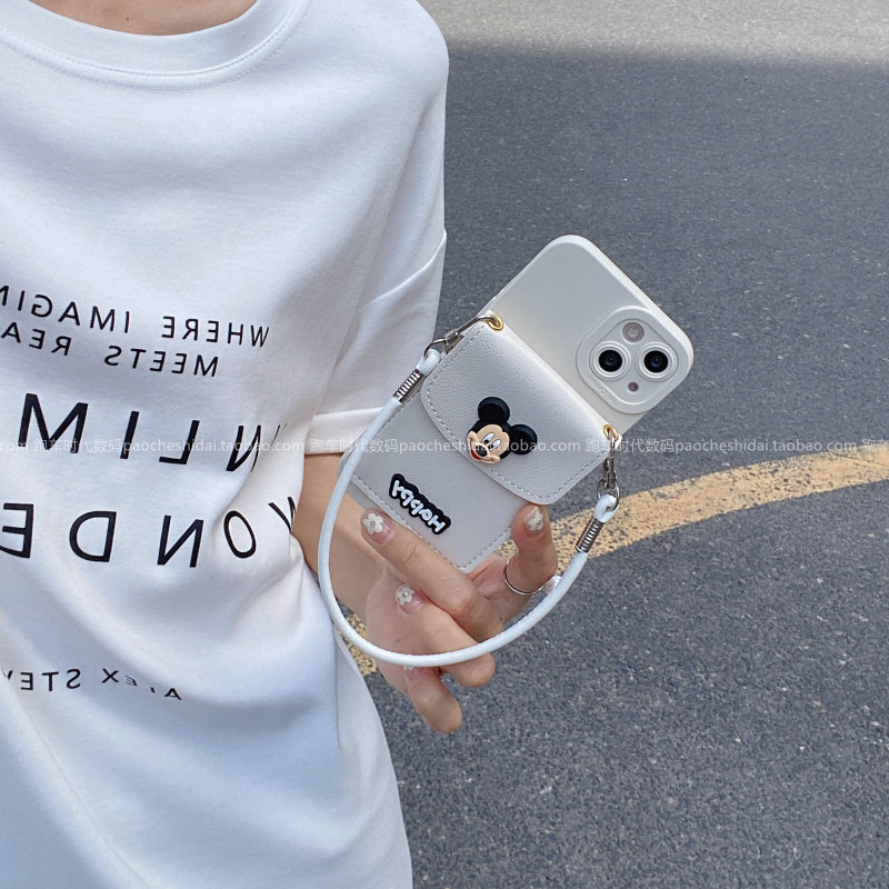 卡通米老鼠公仔英文卡包适用荣耀400手机壳300pro新款magic8女x70网红x50斜挎magic7简约小众温柔全包软壳90