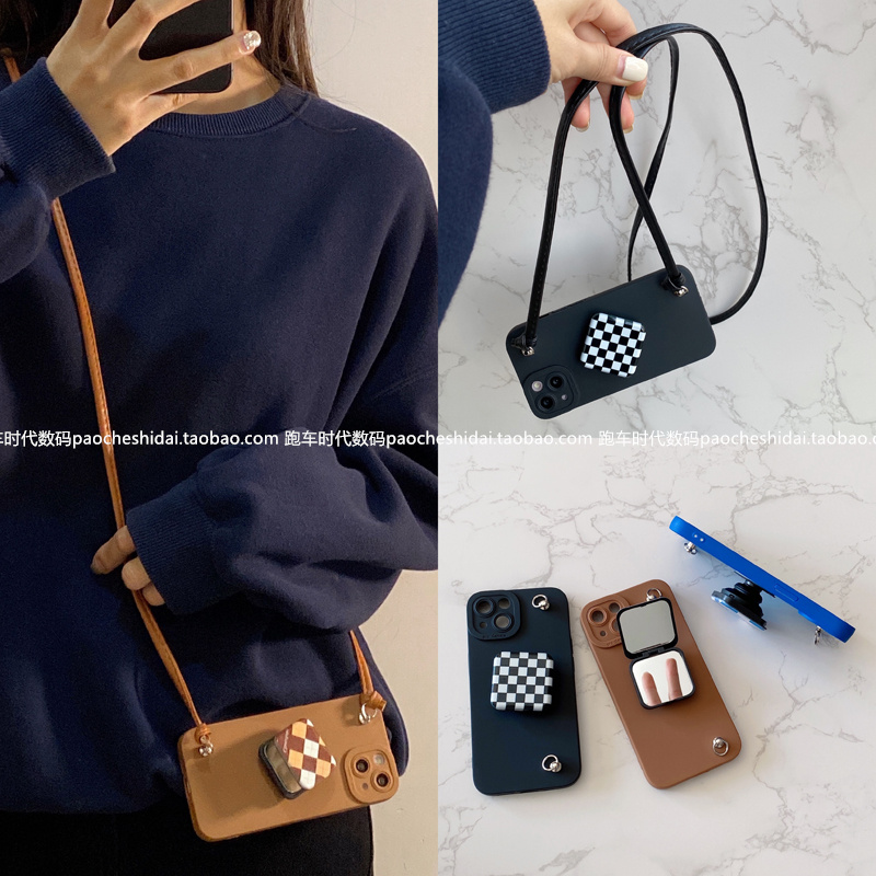 创意镜子支架适用华为mate50手机壳mate40Pro/30斜挎nova9/nova7se全包p50/p40pro防摔畅享50Pro化妆镜nova5