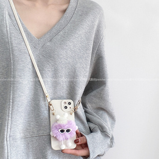 适用荣耀100/100Pro手机壳magic6Pro卡哇伊紫色煤球magic5背带斜挎x50新款x40全包荣耀90GT女款v30卡通x10max