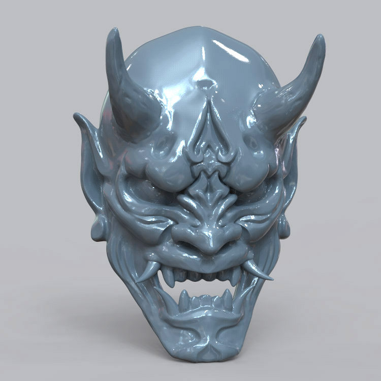 3d打印图纸模型素材恶魔鬼般若面具STL摆件圆雕图Z113