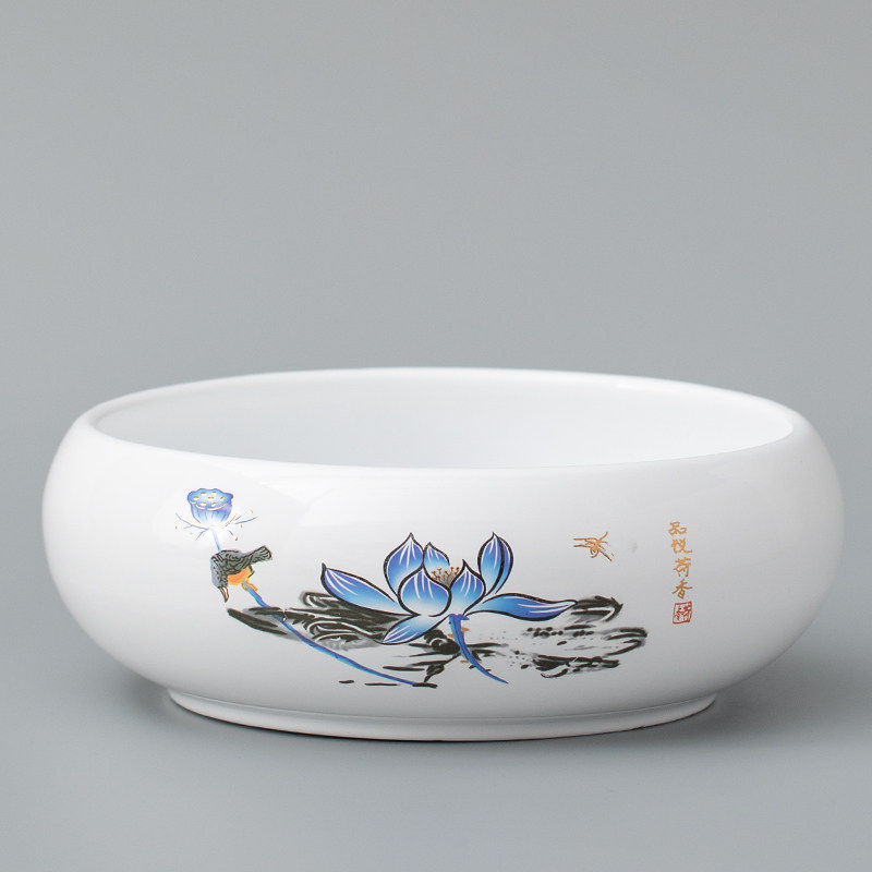 新疆包邮水培花盆陶瓷铜钱草睡莲水莲花盆处理清仓无孔水仙网红专