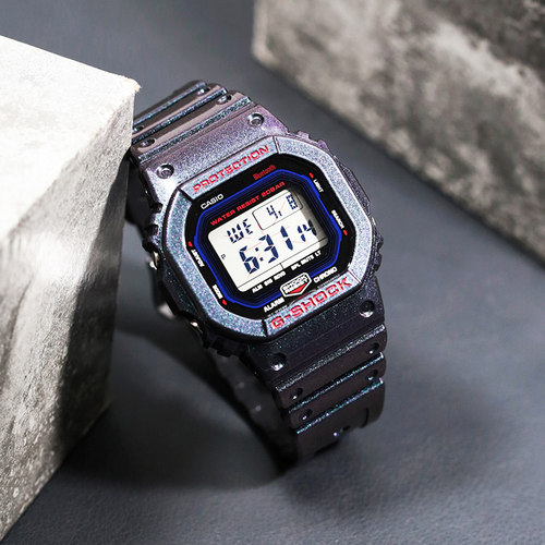 卡西欧手表男小方块蓝牙渐变紫新款运动防水 DW-B5600AH-6