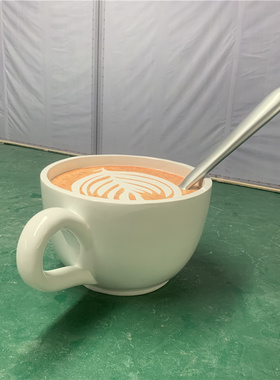 玻璃钢中式风落地大型奶茶杯摆件