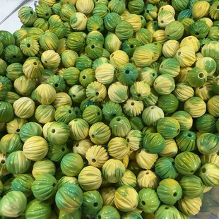 高瓷菜籽黄绿菱镁矿松石百香籽散珠子diy文玩佛珠手串配饰配件