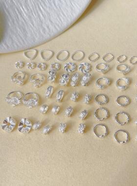 925素银盘缠隔珠隔片多款DIY百搭元宝蝴蝶小花紧箍咒圆环碎银锤纹