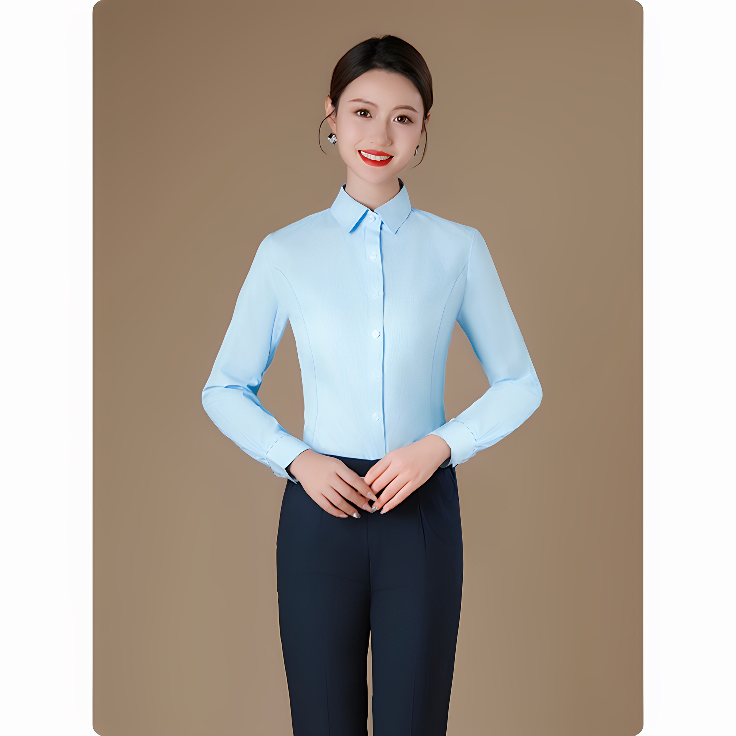 杨诚邮政储蓄银行工作服女士衬衫图片