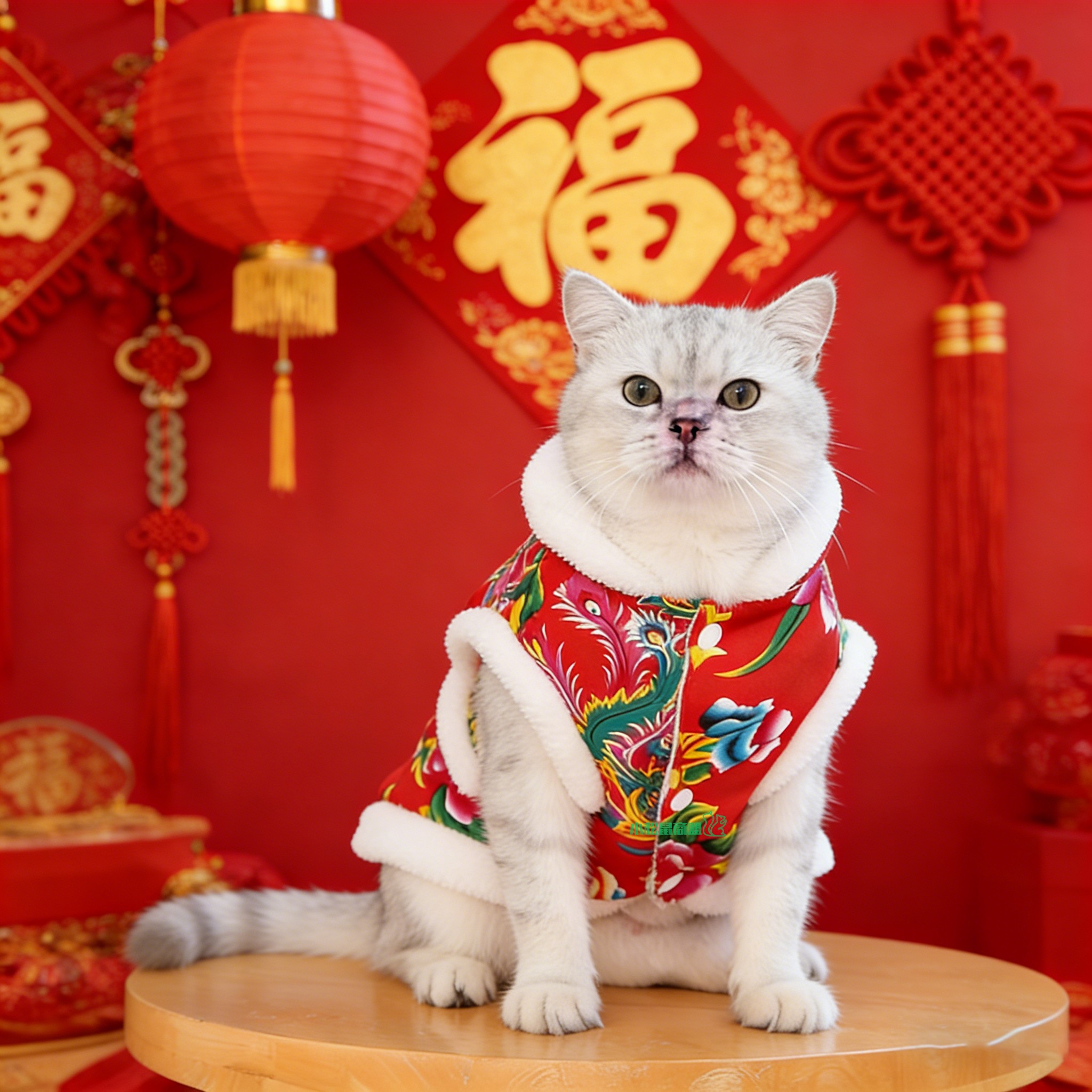 银渐层专用过年喜庆衣服冬季保暖猫咪东北大花袄小猫过年新年装扮