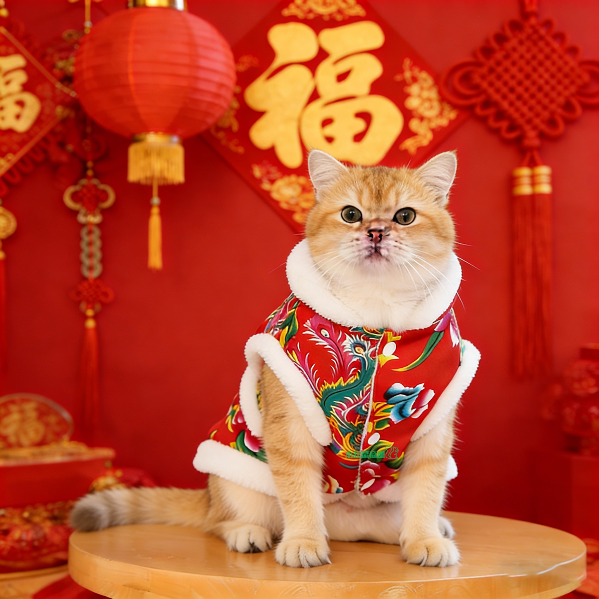 金渐层专用过年喜庆衣服冬季保暖加厚马甲猫咪东北大花袄新年服装