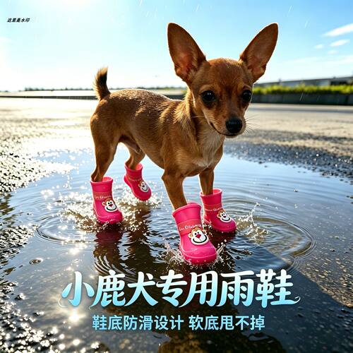 小鹿犬专用狗狗雨鞋脚套小狗鞋子外出软底甩不掉夏季透气四季雨靴