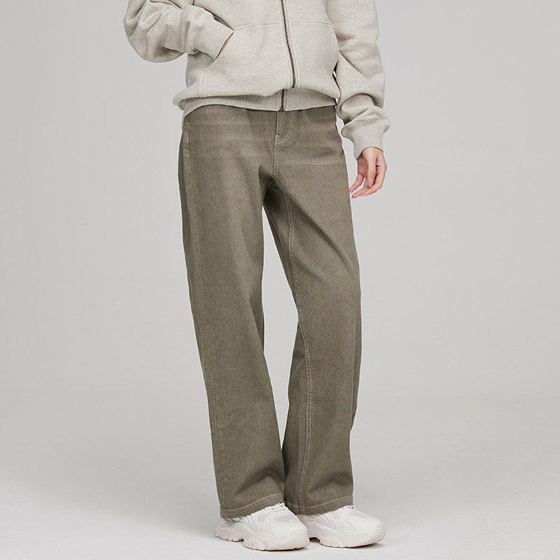 素道有机彩棉 灰色女士牛仔款 长裤脚阔腿休闲裤 宽松版 - 素道服饰旗舰店出品