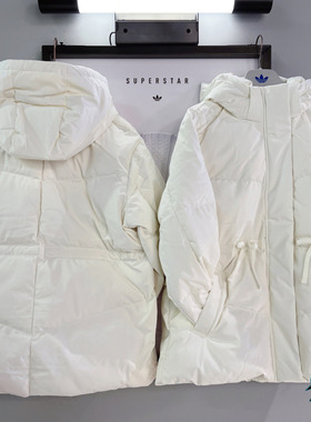 Adidas阿迪达斯三叶草25冬女可拆卸帽抽绳蝴蝶结运动羽绒服KF3685