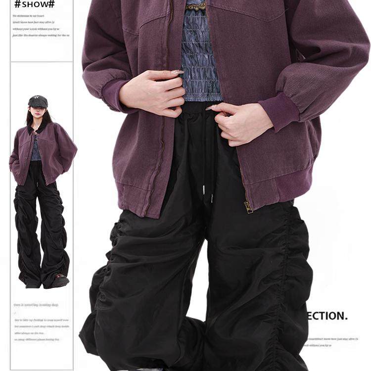 PMORH 美式复古紫色工装外套女春秋冬新款休闲宽松显瘦小众短夹克,女装/女士精品,短外套,淘宝优惠券,粉丝福利购,淘宝优惠卷