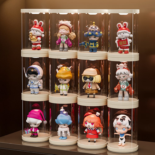 盲盒手办展示架带灯适用于泡泡玛特popmart娃娃小摆件收纳亚克力