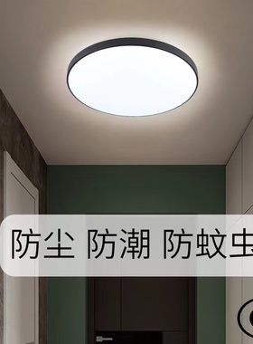三防吸顶灯超薄LED防尘防潮防蚊虫创意40W黑色白色卧室发现新款