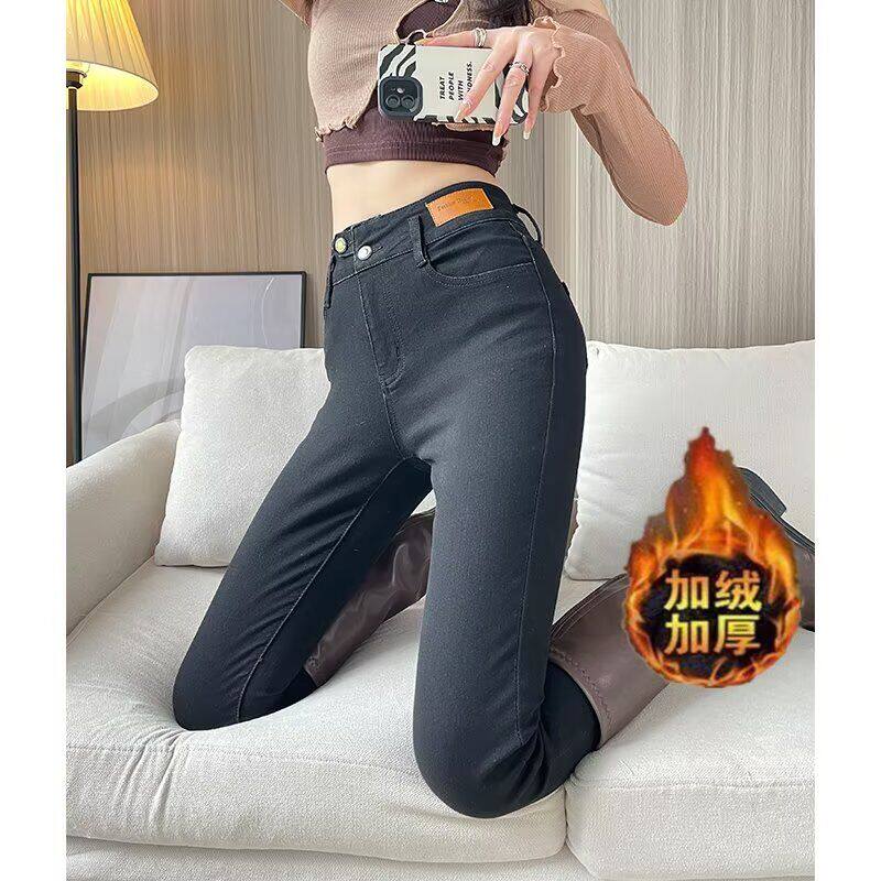 黑色窄版直筒牛仔裤女2025年秋季新款小个子显瘦九分法棍烟管裤子