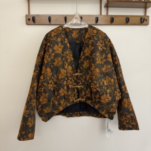 倪妮同款复古蝙蝠袖90白鸭绒外套女新中式气质印花羽绒服冬季新款