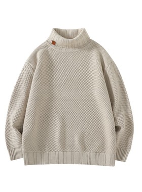 Pureピュア 高领毛衣男春季打底简约长袖秋冬上衣宽松纯色针织衫