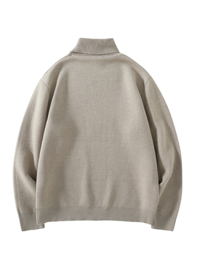 Pureピュア  秋季新款潮流高领毛衣男复古纯色软糯情侣慵懒针织衫