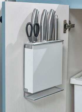 橱柜门内侧刀具收纳架壁挂式厨房柜门后单独放菜刀架置物架免打孔