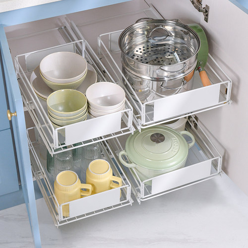 碗碟抽拉式收纳置物架