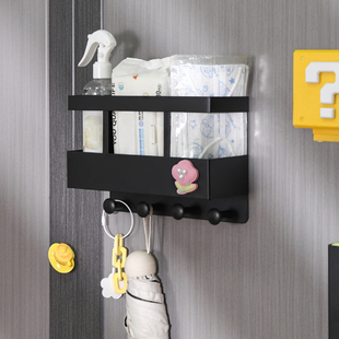 磁吸口罩收纳盒入户门后口鼻罩收纳壁挂分隔存放防盗门挂钩置物架