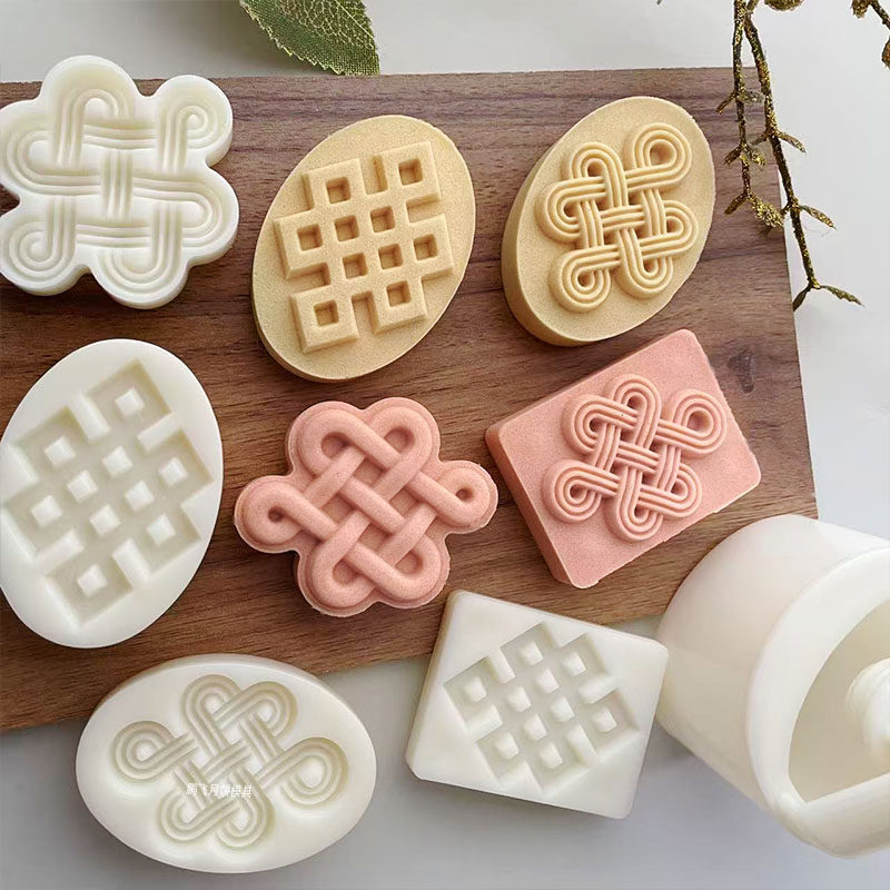 手压式50克中国结纹理内蒙古奶食品奶豆腐皮子月饼模具套装