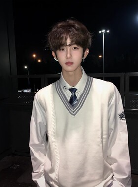 【刺篇】dk制服正版条纹针织马甲毛衣背心学院风校服学生休闲坎肩