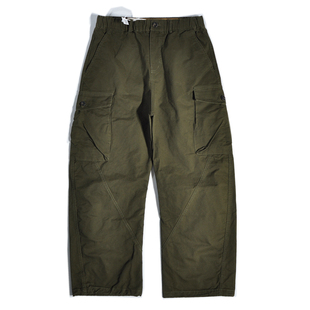 阔腿休闲束脚裤 宽松直筒港风大口袋美式 裤 重磅山系美拉德弯刀工装