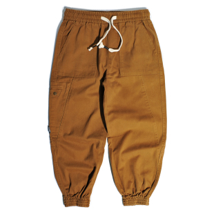 宽松直筒锥形休闲小脚裤 重磅立体剪裁港风机能日系阔腿工装 束脚裤