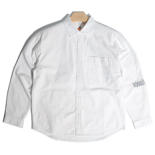 休闲外套 衣美式 港风拼接刺绣日系CityBoy宽松纯棉牛津纺工装 衬衫