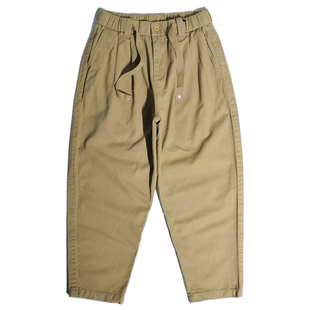 男 日系宽松直筒廓形休闲裤 重磅山系Chino双褶锥形哈伦阔腿工装 裤