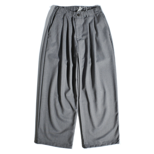 男 日系宽松廓形直筒休闲长裤 港风痞帅CityBoy垂感阔腿双褶西装 裤