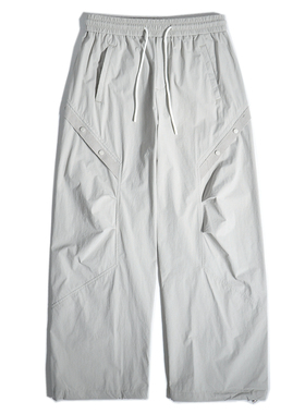 美式高街山系户外薄款速干垂感阔腿工装裤宽松直筒廓形机能束脚裤