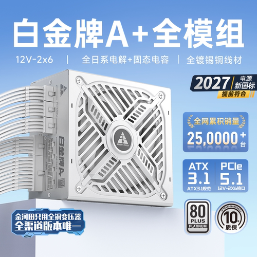 金河田白金牌电源850W质保十年