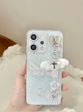 立体天使翅膀手机壳适用于OPPOReno15c 14 13 12 11 10 9 8滴胶7 6 5pro亮片FindX9pro 8ultra x7 透明保护套