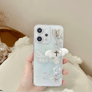 5pro亮片FindX9pro x7透明保护套 8滴胶7 8ultra 立体天使翅膀手机壳适用于OPPOReno15 6se