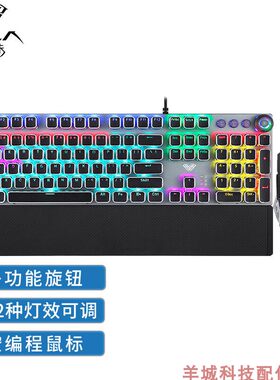 跨境狼蛛T500机械键盘鼠标套装有线键鼠套装蒸汽朋克宏编程带手托