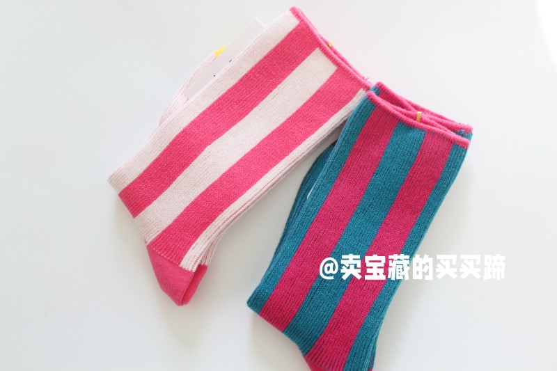 拍3包邮 韩国东大门四季百搭竖条纹撞色美学女中长筒袜复古堆堆袜