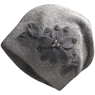 帽子女款秋冬毛线帽保暖女士堆堆帽包头帽针织头巾套头帽中年妈妈