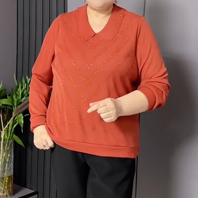春季烫钻娃娃领大码显瘦T恤