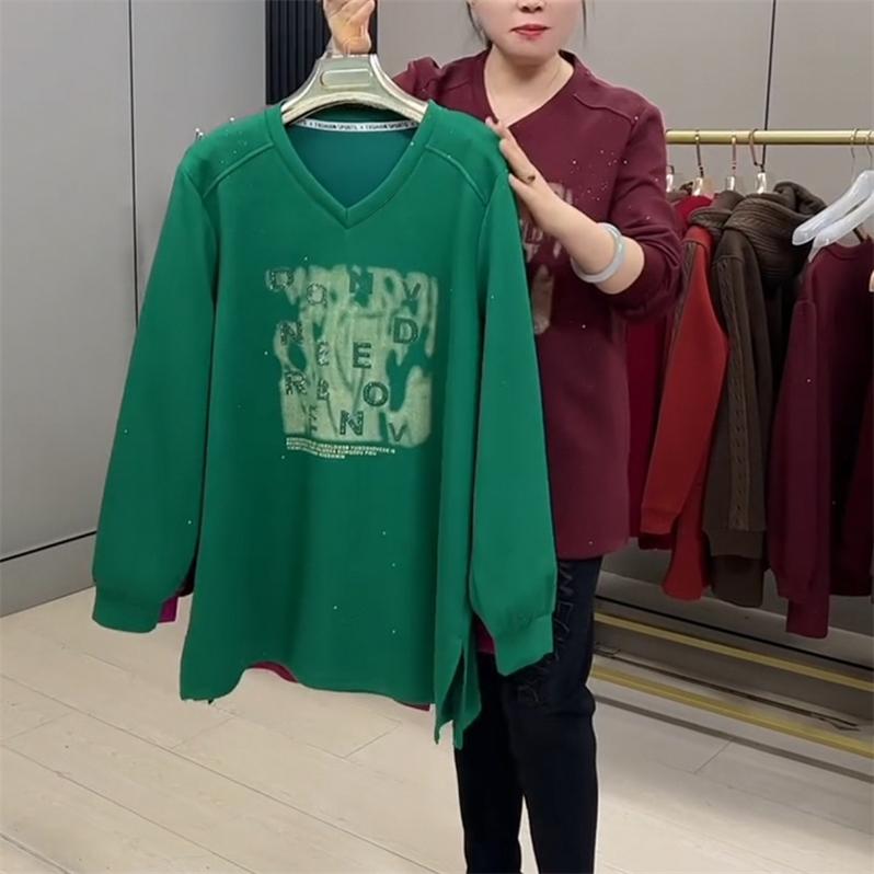 宽松时尚百搭烫钻字母卫衣