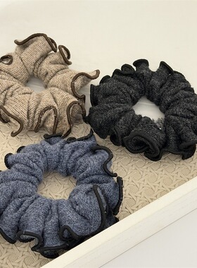 复古时尚锁边针织大肠发圈网红花苞褶皱头绳气质百搭发绳马尾头花