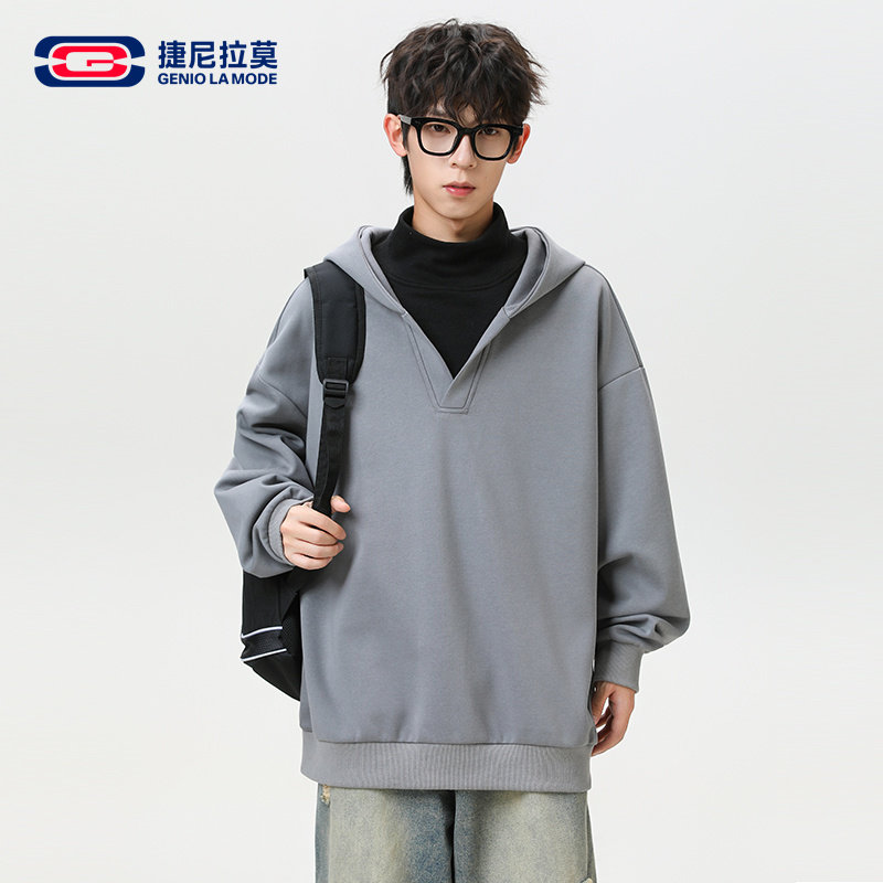 捷尼拉莫美式简约休闲风连帽卫衣