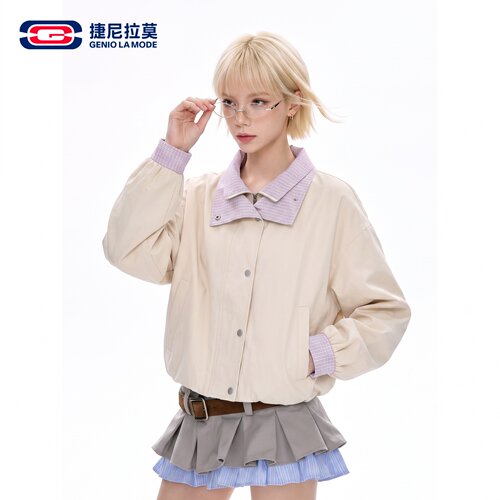 捷尼拉莫美式复古衬衫领夹克男女