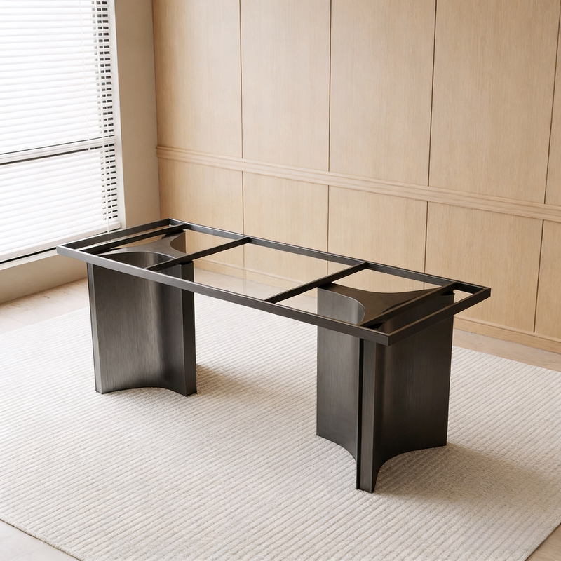 定制不锈钢桌脚桌腿餐桌支架岩板大理石奢石实木大板桌金属脚架