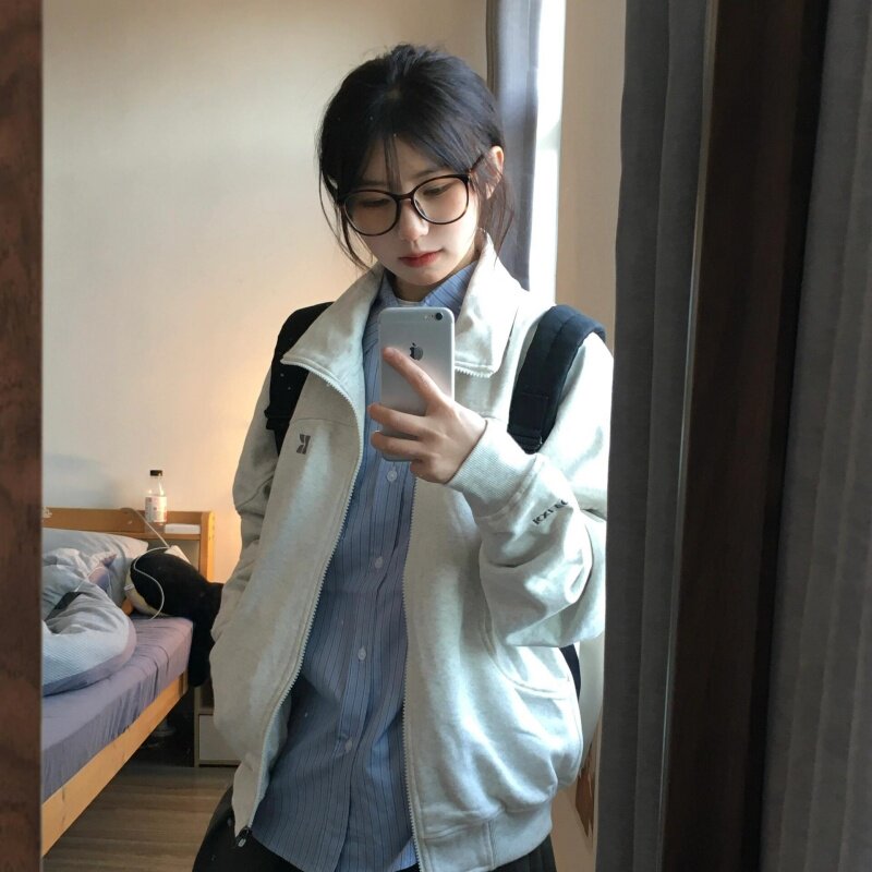 2026年秋冬季休闲飒爽时尚夹克立领卫衣外套女