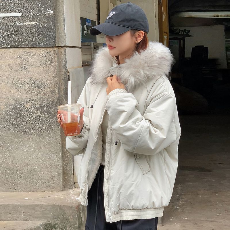 爆款连帽加厚派克服棉衣外套潮女